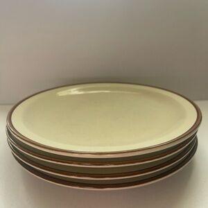 4 Brown Rimmed Salad Plates